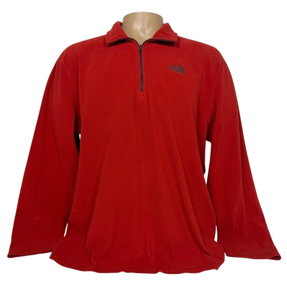 The North Face Men's XL Red Fleece Quarter Zip Pullover Sweater Jacket